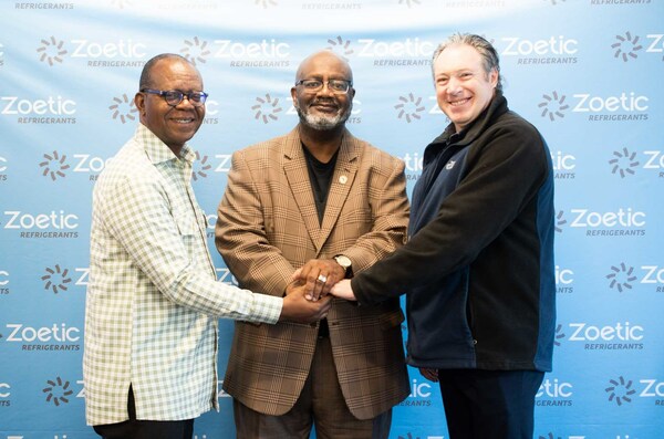 Pictured at the signing  ceremony for the new partnership are: (left to right) Ecologistics President Dr. Paul Abolo;  Zoetic Chairman and Co-Founder Jerome Ringo; and Vivaris Capital President &amp; CEO J. Christopher Mizer.